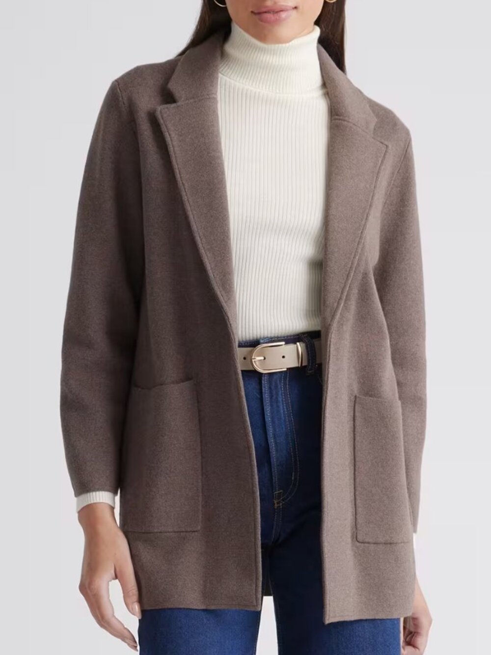 100% Organic Cotton Knit Blazer in Heather Brown (XL)